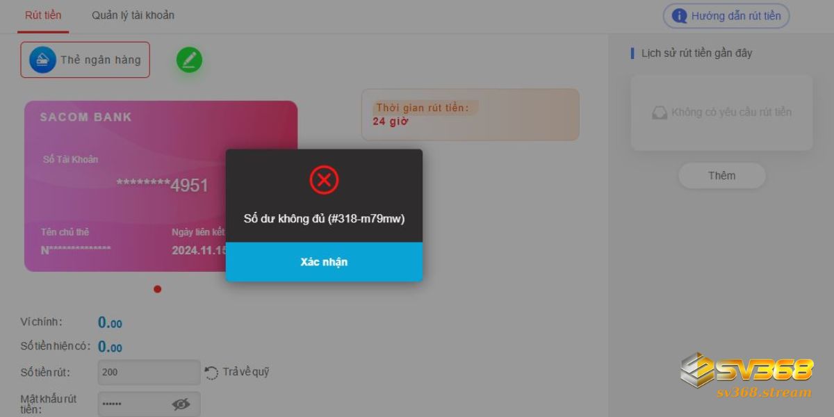 Cách khắc phục lỗi rút tiền tại SV368 hiệu quả
