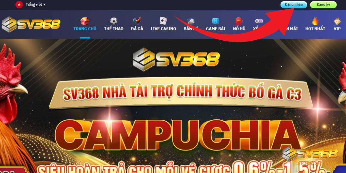 Truy cập link vào SV368 mới nhất & chọn Đăng nhập